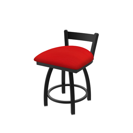 HOLLAND BAR STOOL CO 18" Low Back Swivel Vanity Stool, Black Wrinkle, Canter Red Seat 82118BW011